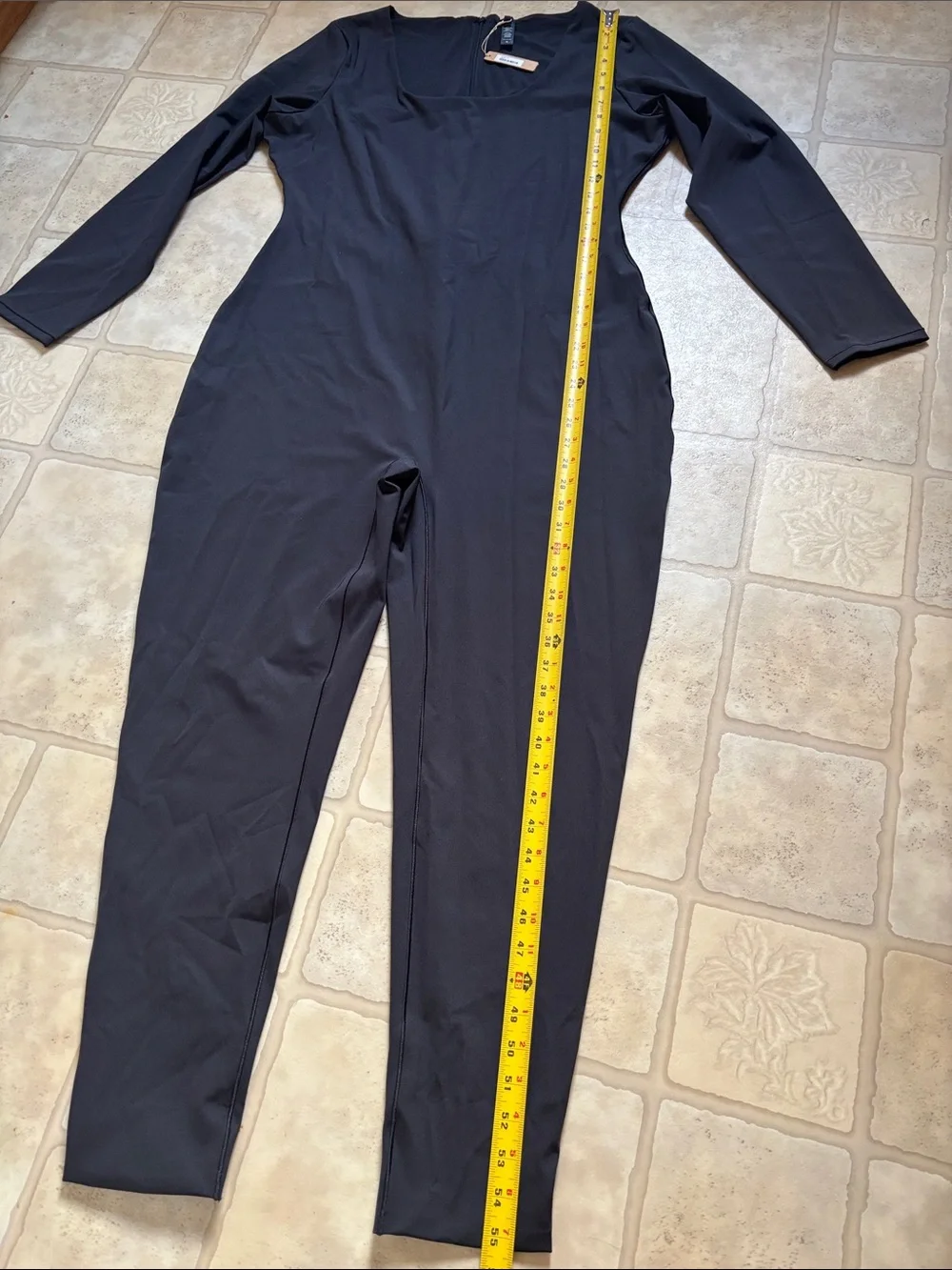 Skims Onyx Black Long Sleeve Catsuit Jumpsuit, Size 4X NWT